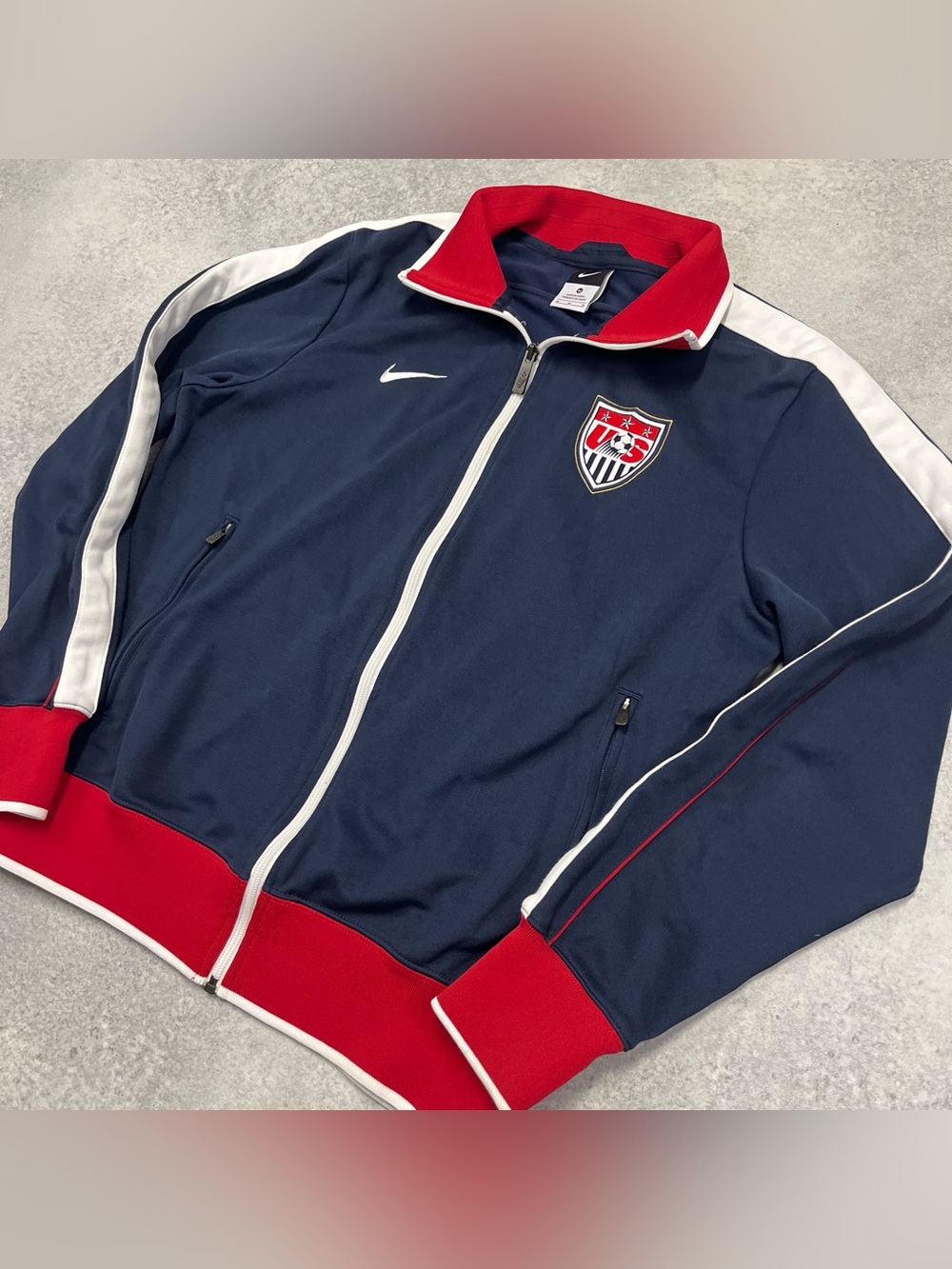 Nike Y2K Style Team USA Soccer Red Blue White Sportswear Track Jacket